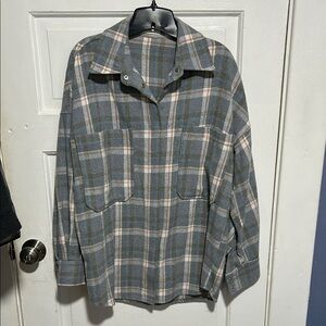 Plaid Women's Jacket - Gray and Pink